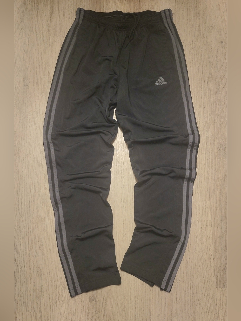 Adidas Women's Black Track Pantd with Gray Double Side Stripes Size M